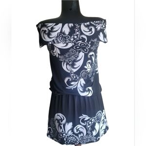 White House Black Market Abstract Floral Off Shoulder Midi Dress S